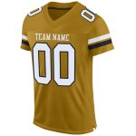Personalized Old Gold White-Black Mesh Authentic Football Jersey