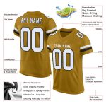 Personalized Old Gold White-Black Mesh Authentic Football Jersey