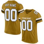 Personalized Old Gold White-Black Mesh Authentic Football Jersey
