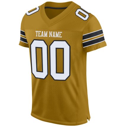 Personalized Old Gold White-Black Mesh Authentic Football Jersey Team Custom Name and Number