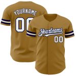 Personalized Old Gold White-Navy Authentic Baseball Jersey Team Custom Name and Number