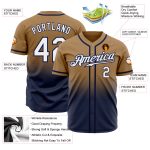 Personalized Old Gold White-Navy Authentic Fade Fashion Baseball Jersey Team Custom Name and Number