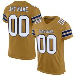 Personalized Old Gold White-Navy Mesh Authentic Football Jersey