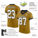 Personalized Old Gold White-Navy Mesh Authentic Football Jersey Team Custom Name and Number