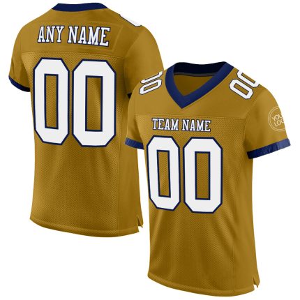 Personalized Old Gold White-Navy Mesh Authentic Football Jersey Team Custom Name and Number