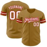 Personalized Old Gold White-Red Authentic Baseball Jersey Team Custom Name and Number