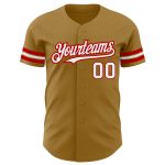Personalized Old Gold White-Red Authentic Baseball Jersey Team Custom Name and Number