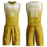 Personalized Old Gold White Round Neck Sublimation Basketball Suit Jersey Team Custom Name and Number