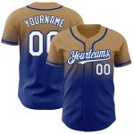 Personalized Old Gold White-Royal Authentic Fade Fashion Baseball Jersey Team Custom Name and Number