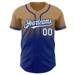 Personalized Old Gold White-Royal Authentic Fade Fashion Baseball Jersey Team Custom Name and Number