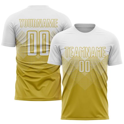 Personalized Old Gold White Sublimation Soccer Uniform Jersey