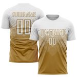 Personalized Old Gold White Sublimation Soccer Uniform Jersey Team Custom Name and Number