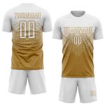 Personalized Old Gold White Sublimation Soccer Uniform Jersey Team Custom Name and Number