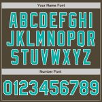 Personalized Olive Aqua-White Bomber Full-Snap Varsity Letterman Salute To Service Jacket Team Custom Name and Number