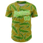 Personalized Olive Aurora Green-White 3D Pattern Design Crocodile Authentic Baseball Jersey Team Custom Name and Number