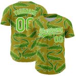 Personalized Olive Aurora Green-White 3D Pattern Design Crocodile Authentic Baseball Jersey Team Custom Name and Number