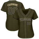 Personalized Olive Black-Cream Authentic Drift Fashion Salute To Service Baseball Jersey Team Custom Name and Number