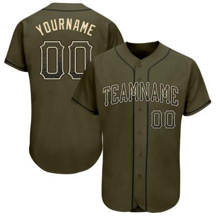Personalized Olive Black-Cream Authentic Drift Fashion Salute To Service Baseball Jersey Team Custom Name and Number