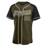 Personalized Olive Black-Cream Authentic Raglan Sleeves Salute To Service Baseball Jersey Team Custom Name and Number