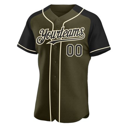 Personalized Olive Black-Cream Authentic Raglan Sleeves Salute To Service Baseball Jersey Team Custom Name and Number