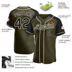 Personalized Olive Black-Cream Authentic Raglan Sleeves Salute To Service Baseball Jersey Team Custom Name and Number