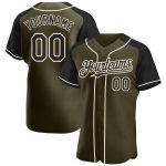 Personalized Olive Black-Cream Authentic Raglan Sleeves Salute To Service Baseball Jersey Team Custom Name and Number
