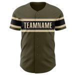 Personalized Olive Black-Cream Authentic Salute To Service Baseball Jersey
