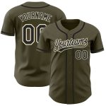 Personalized Olive Black-Cream Authentic Salute To Service Baseball Jersey Team Custom Name and Number