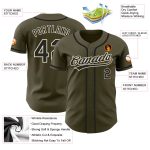 Personalized Olive Black-Cream Authentic Salute To Service Baseball Jersey Team Custom Name and Number