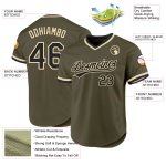 Personalized Olive Black-Cream Authentic Throwback Salute To Service Baseball Jersey Team Custom Name and Number