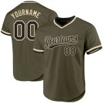 Personalized Olive Black-Cream Authentic Throwback Salute To Service Baseball Jersey Team Custom Name and Number