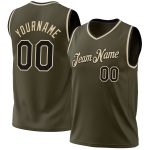 Personalized Olive Black-Cream Authentic Throwback Salute To Service Basketball Jersey Team Custom Name and Number