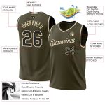 Personalized Olive Black-Cream Authentic Throwback Salute To Service Basketball Jersey Team Custom Name and Number