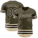 Personalized Olive Black-Cream Line Authentic Salute To Service Baseball Jersey Team Custom Name and Number