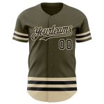 Personalized Olive Black-Cream Line Authentic Salute To Service Baseball Jersey Team Custom Name and Number