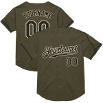 Personalized Olive Black-Cream Mesh Authentic Throwback Salute To Service Baseball Jersey Team Custom Name and Number