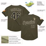 Personalized Olive Black-Cream Mesh Authentic Throwback Salute To Service Baseball Jersey Team Custom Name and Number