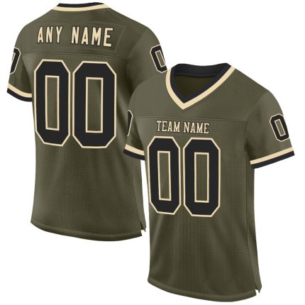 Personalized Olive Black-Cream Mesh Authentic Throwback Salute To Service Football Jersey Team Custom Name and Number