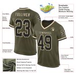 Personalized Olive Black-Cream Mesh Authentic Throwback Salute To Service Football Jersey Team Custom Name and Number