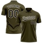 Personalized Olive Black-Cream Performance Vapor Salute To Service Golf Polo Shirt Team Custom Name and Number