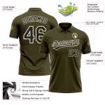 Personalized Olive Black-Cream Performance Vapor Salute To Service Golf Polo Shirt Team Custom Name and Number