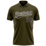 Personalized Olive Black-Cream Performance Vapor Salute To Service Golf Polo Shirt Team Custom Name and Number