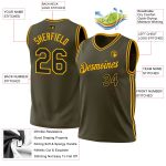 Personalized Olive Black-Gold Authentic Throwback Salute To Service Basketball Jersey