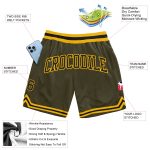 Personalized Olive Black-Gold Authentic Throwback Salute To Service Basketball Shorts Team Custom Name and Number