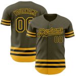 Personalized Olive Black-Gold Line Authentic Salute To Service Baseball Jersey Team Custom Name and Number