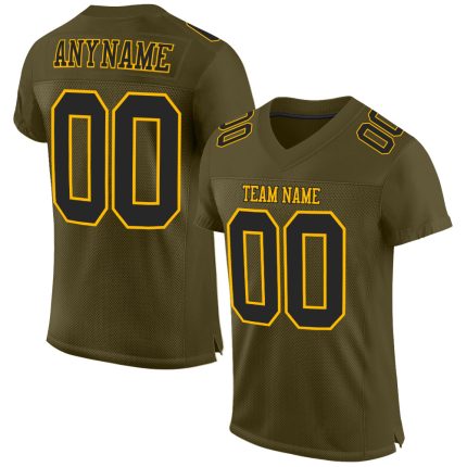 Personalized Olive Black-Gold Mesh Authentic Salute To Service Football Jersey Team Custom Name and Number