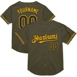 Personalized Olive Black-Gold Mesh Authentic Throwback Salute To Service Baseball Jersey Team Custom Name and Number