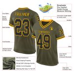 Personalized Olive Black-Gold Mesh Authentic Throwback Salute To Service Football Jersey Team Custom Name and Number