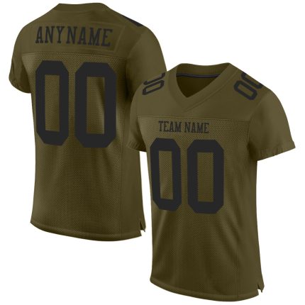 Personalized Olive Black Mesh Authentic Salute To Service Football Jersey Team Custom Name and Number