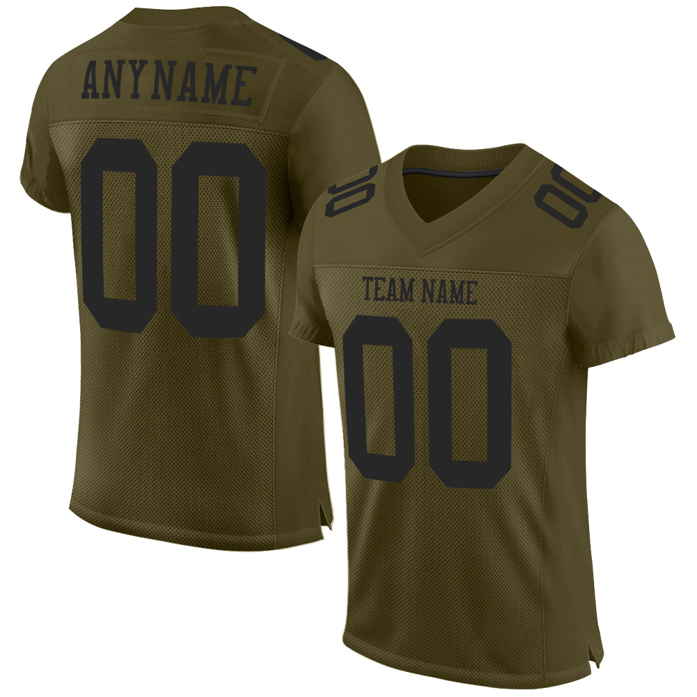 Personalized Olive Black Mesh Authentic Salute To Service Football Jersey Team Custom Name and Number